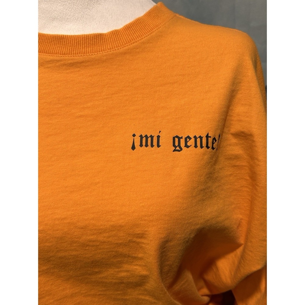 Mi Gente Converse Cropped Shirt Ruffled Long Sleeve Drawstring Orange Womens M - Picture 2 of 6